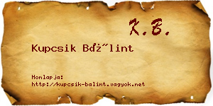 Kupcsik Bálint névjegykártya